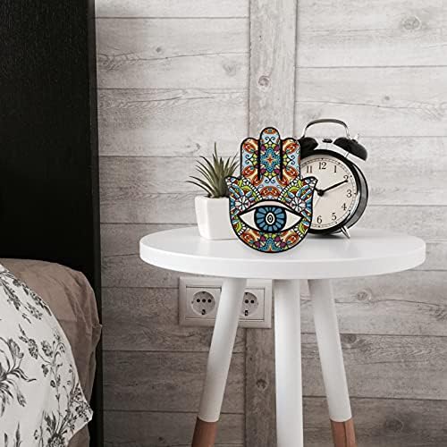 VALICLUD 2pcs Ceramic Hamsa Fatima Hand Evil Eye for Luck Statue Ornament Nazar Lucky Blue Charm Amulet Blessing Home Office Decor