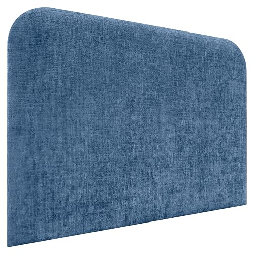 DHOME Cabecero Tapizado Liso Curvo Lana Ecológica Premium 70cm Altura para Pared Acústicos Cabeceros Absorbentes Cabezal Cama Dormitorio (Azul, 90cm)