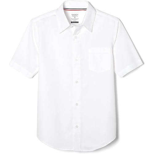 French Toast Boys' Short Sleeve Classic Poplin Dress Shirt (Standard & Husky)