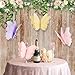 SUNBEAUTY Butterfly Party Decorations Hanging Butterfly Decorations 6Pcs Crepe Paper Garden 3D Butterflies Decor Pastel Paper Butterflies Decoration for Wedding Baby Shower Birthday Party Room Decor