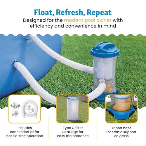 Image of Funsicle FiltraBoost 1200 Pool Pump, 1200 GPH, Includes Type C Filter Cartridge, Hose Adapters, Hoses & GFCI Plug