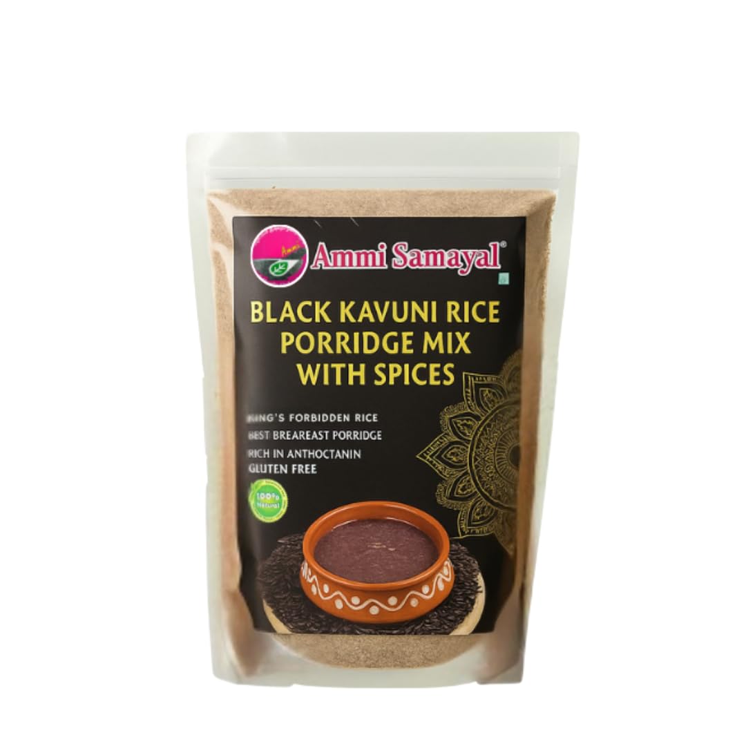 Black Kavuni Rice Porridge Mix 100g - Authentic South Indian Spiced Breakfast | Premium and Natural Black Rice Blend | Rich in Antioxidants & Fiber | Healthy and Flavorful Start to Your Day | Pack of 1