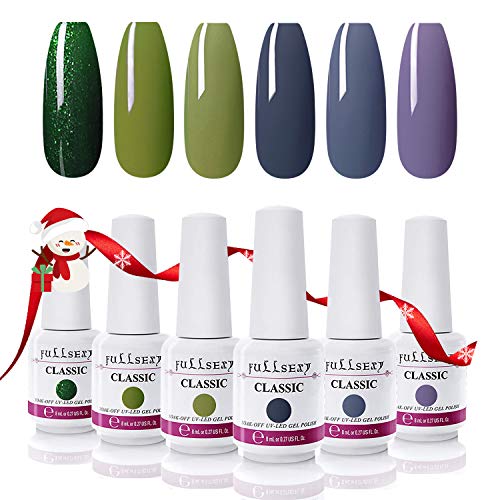 Gel Nail Polish Set (8ml) - Green Series 6 Colors Nail Art Gift Box, Soak Off UV LED Gel Polish Kit