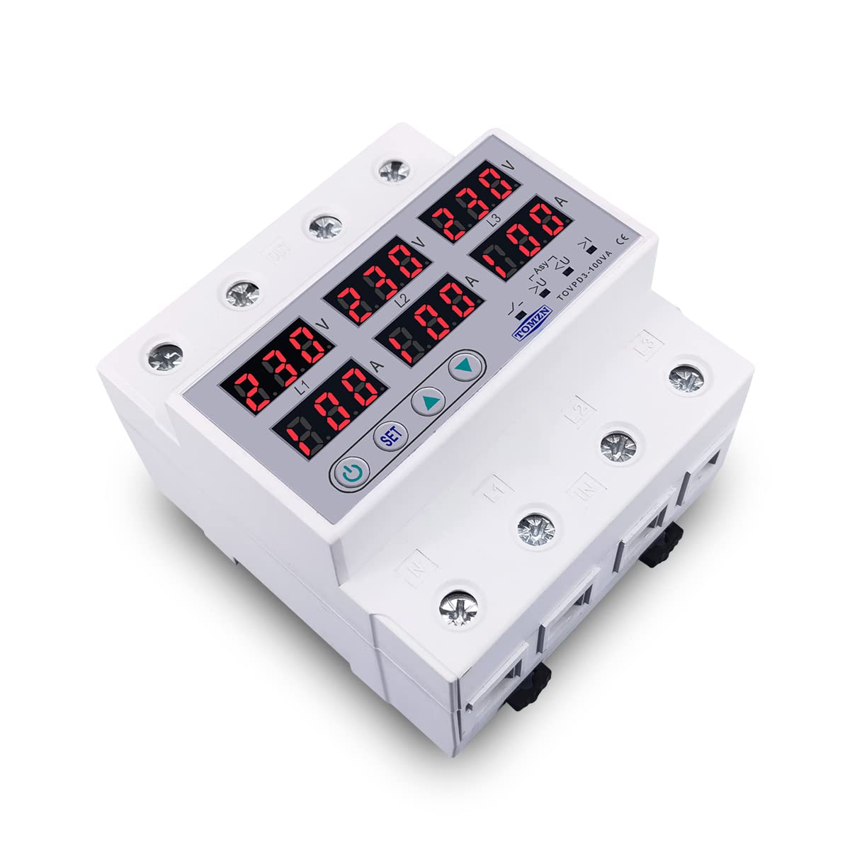 Interruttore Magnetotermico Differenziale Relè di tensione a 3 fasi DIN 380V VoltMeter Ammeter oltre e sotto Monitor Protezione Regolare la sovratensione corrente(63A)