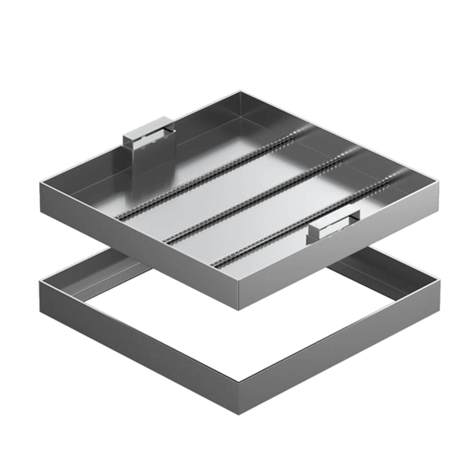 WQPMNYG Stainless Steel Square Manhole Cover - 80x80 cm (31.5x31.5 inches), Hidden Inspection Door, Durable Invisible Drainage Cover, Heavy-Duty Access Panel for Sewer Systems