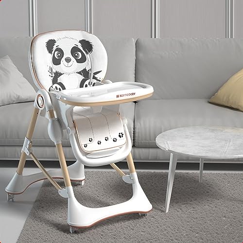 Toddlers High Seat 0-5 Yaer Baby Stroller with Adjustable Backrest, Footrest and Seat Height, 5 Point Harness for Children Dining Infant Kids (Color : K Upgrade Panda, Size : A)