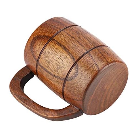 Natural Wooden Beer Mug, Classic Wood Drinking Mug with Handle, Retro Brown Drinkware, Large Capacity, for Beer/Wine/Coffee/Tea Gift Drinking Cup for Bar, Club and Home Use Cover