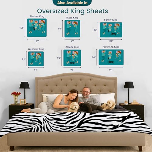 Image of SGI 108 inchx108 inch 4 Pc Alaskan King Sheet Set 600 TC 15 inch Deep, Zebra Print