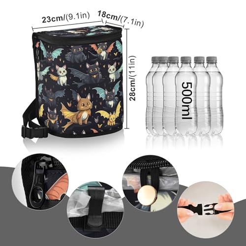 Image of MNSRUU Car Trash Can with Lid, Gothic Skull Cat Bat Car Trash Bag Hanging Organizers and Storage for Front Back Seat, Leak-Proof Trash Bin