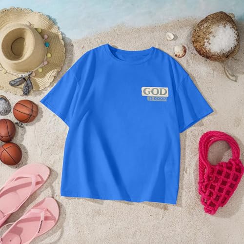 Image of KEEVICI Boys God is Good Shirt Christian Faith Shirts for Kids Jesus Beach Palm Tree Hawaiian Tshirt Graphic Tees Cotton Tops