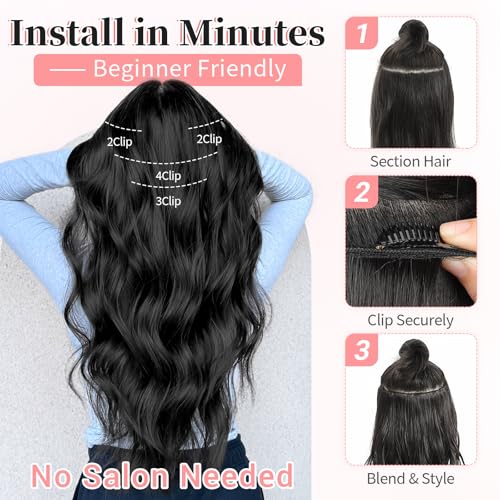 Image of KooKaStyle Wavy Thick Clip in Hair Extensions 20 inch Dark Brown