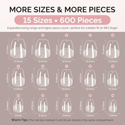 Image of MelodySusie Extra Short Ballerina X Nail Tips- 600Pcs 15 Sizes Clear Acrylic, Half Matte Full Cover Press on Nails for DIY Extension & Salon Use, Pre-Shaped for Long-Lasting Manicure