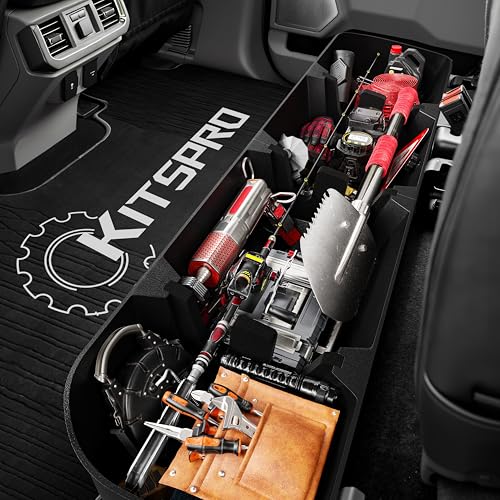 KitsPro 18-Gallon Under Seat Storage for 2015-2026 Ford F-150 SuperCrew & 2017-2026 F-250/F-350 Super Duty 3D Laser Scanned Heavy Duty Rear Cargo Box Organizer Waterproof & Anti-Slip