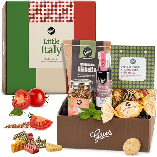 Gepp’s Feinkost Little Italy Geschenkbox I Geschenkkorb gefüllt mit hausgemachter Pasta & feinsten italienischen Spezialitäten I Gourmet Italien Geschenk-Idee für Männer und Frauen