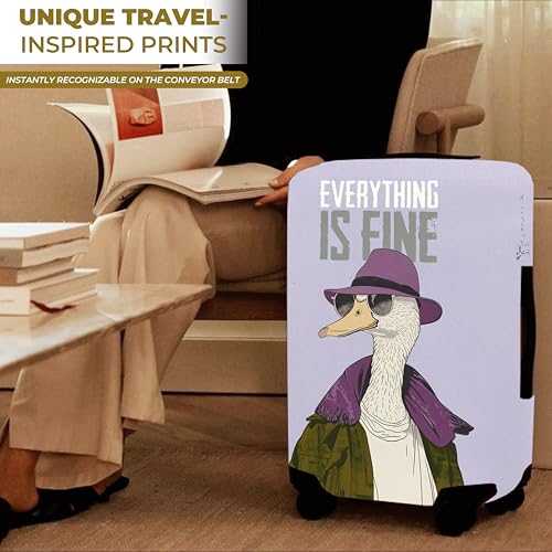 Image of WanderWraps Spendex Polyester Protective Luggage Cover | Hard Luggage Trolley Bag Cover | Washable | Dust Proof | Stretchable | L - 28 inch | Dapper-Drake