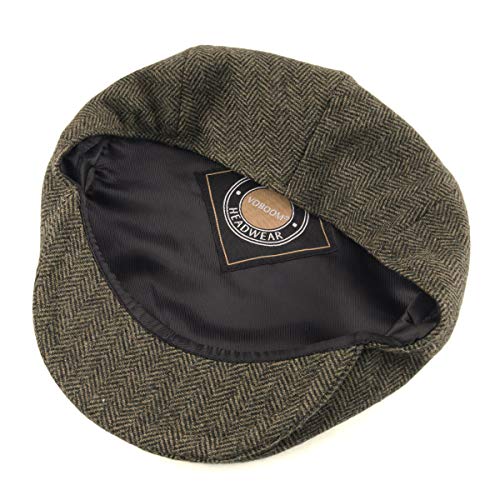 Image of VOBOOM Men's Herringbone Flat Ivy Newsboy Hat Wool Blend Gatsby Cabbie Cap
