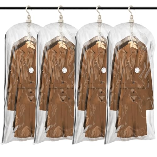 TAILI Bolsas al Vacio Ropa para Colgar, 4 Paquetes (135x70cm), Bolsas Vacio Ropa Grandes para Abrigos, Chaquetas, Organizar Armarios de Almacenamiento al Vacío