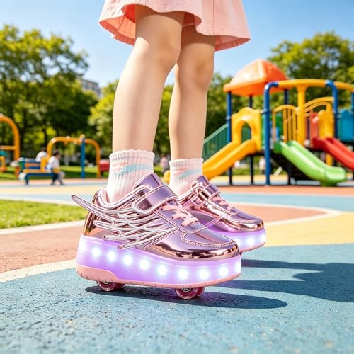 Image of Nsasy Roller Shoes Kids Roller Skates Shoes Girls Boys Wheels Shoes Become Sport Sneaker with Led for Children Gift