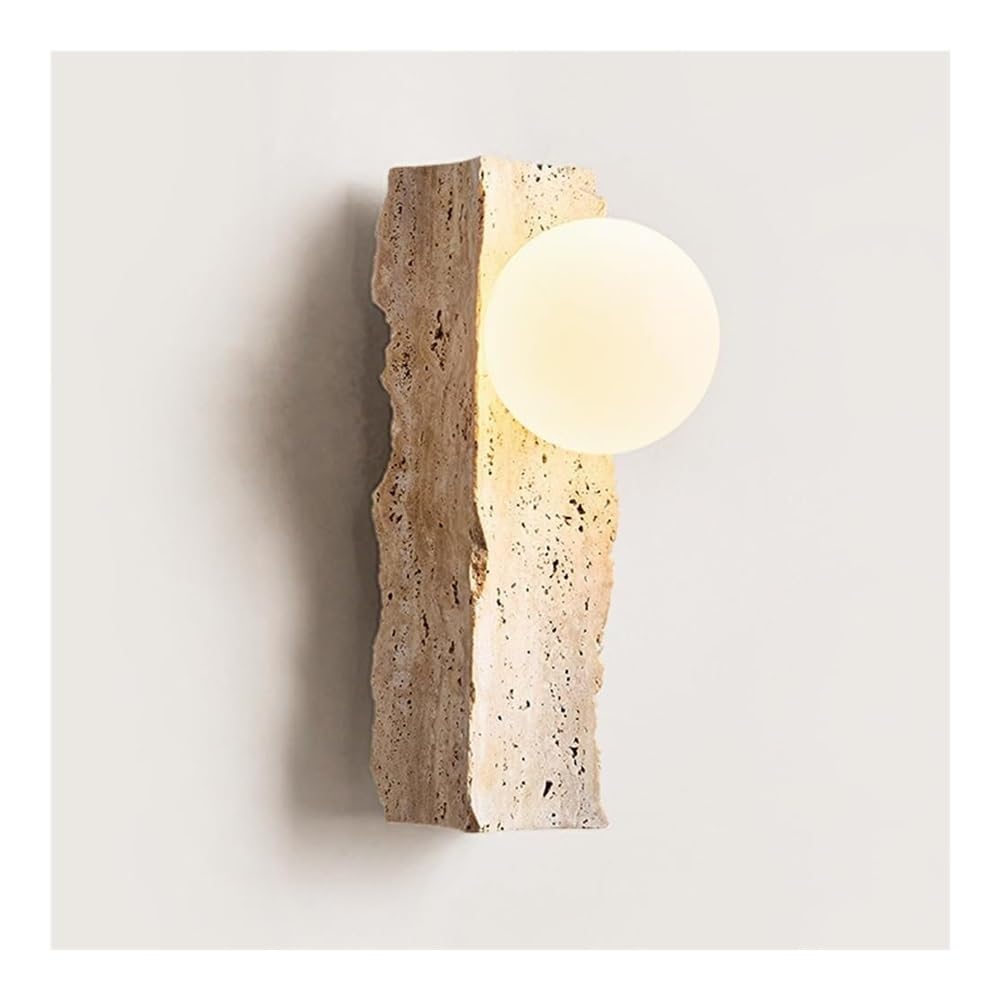 FEITENGDA Stone Wall Sconce Travertine Wall Light, Style Modern Minimalist Wall Mounted Lamp for Bedroom, Living Room, Bathroom Bohemian Décor Lighting fixtures