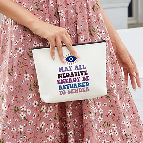 Inspirational Gifts for Women Evil Eye Makeup Bag Witchy Gifts Evil Eye Decor Witch Stuff Witch Bag Witchcraft Bag Christmas Gifts for Witchcraft Lover May All Negative Energy Be Returned to Sender4