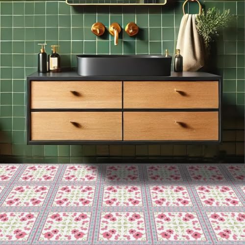 Image of Moroccan Tile Stickers | Waterproof Self Adhesive Peel & Stick Tile Decals for Kitchen Backsplash, Bathroom Wall, Floor, Furniture & Glass (6x6 Inch, Design 12, 40 Pic)