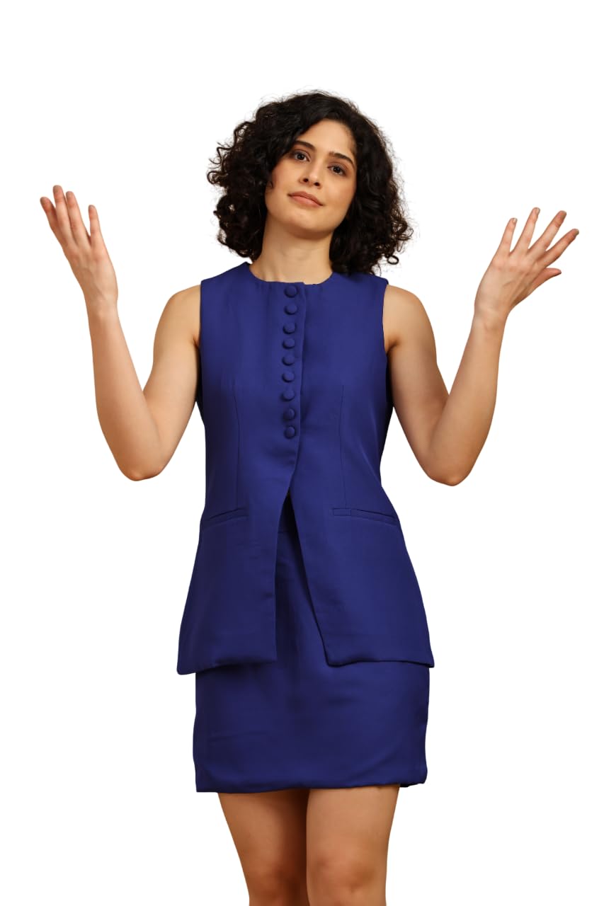 Stylish Womens Polyester Solid Sleeveless Round Neck Regular Fit Co-ord Set | Lightweight & Breathable Fabric | Top with Skirt Set