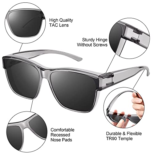 Image of URUMQI Polarized Sunglasses Fit Over Glasses for Men Women, Oversized Square Sun Glasses UV400 Protection