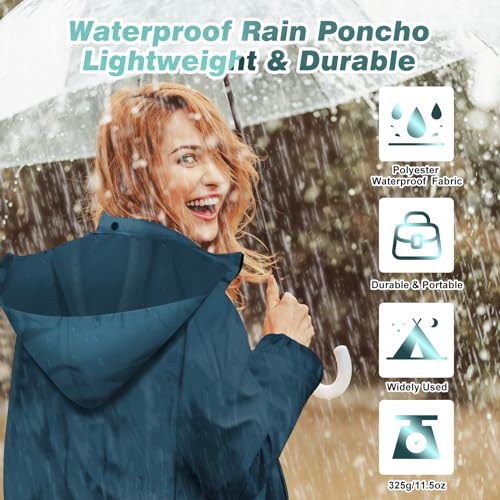 Nsyee Sea Blue Women's Raincoat: Lightweight, Waterproof Windbreaker with Hood - Image 5