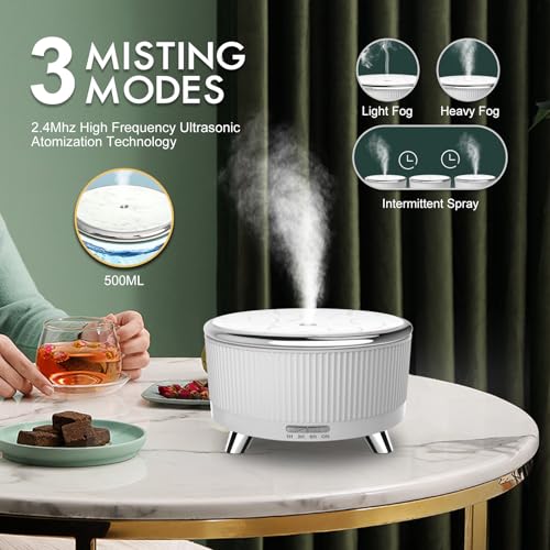 Diffusers-for-Essential-Oils-Large-Room-Humidifier-500ml-Aromatherapy-Diffuser-with-6-Essential-Oils-Remote-Control7-Colors-Lights-3-Mist-Mode-Waterless-Auto-Off-for-Women-Office-Home-White-Sliver