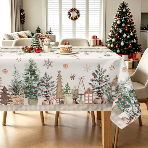 hometrixx Mantel Mesa Navidad Rectangular Árbol de Navidad Beige 140x220cm