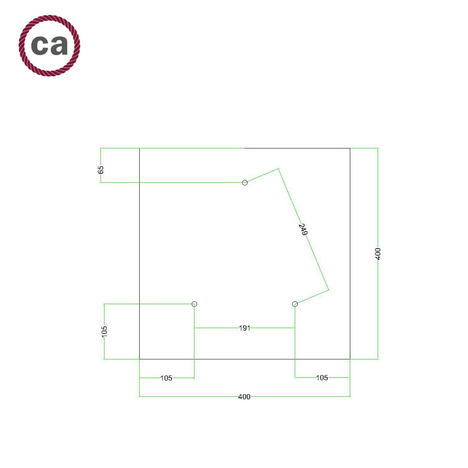 creative cables Rosone XXL quadrato bianco linea Rose-One (serracavo conico, dibond marmo marquina, 3 fori e 4 fori laterali) – Per lampadari e sospensioni multiple