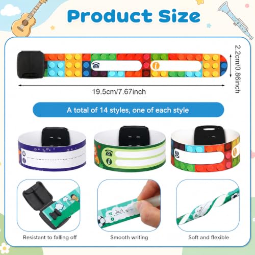 Image of Climberty Kids Safety ID Wristband - 12 Pack Waterproof PVC Wristband, Write-on Wristband Anti-Lost Identification Wristband with Buckle for Travel, Outing, Group Activity, 19.2cm x 2.15cm
