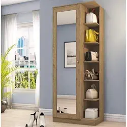 Sapateira com Espelho 1 Porta Happy Espresso Móveis Rústico