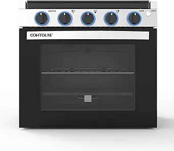 RV 3-Burner Drop-In Gas Range 21" | Black with Stainless Steel Accents | Stylish LED Knobs | Easy-Clean Oven | Propane-Powered | CSA Certified | GR-21BTC