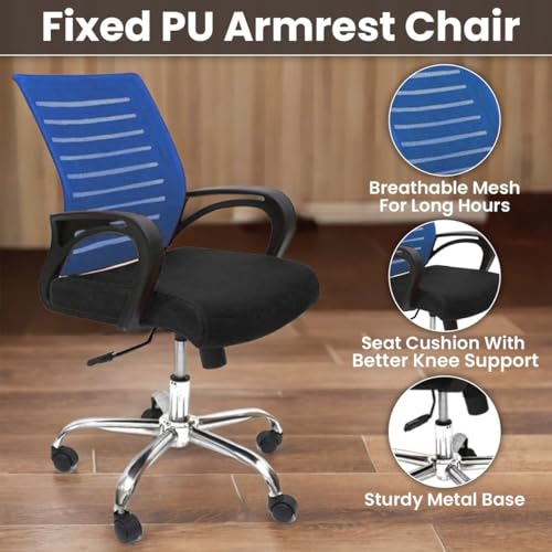 Image of Ngfc Office Chair for Home with Back Support Arm Rest 360 Degree Rotating Office Chair with Tilt Lock Mechanism High Comfort Seating Ergonomic Chair for Home & Office (1, Blue)