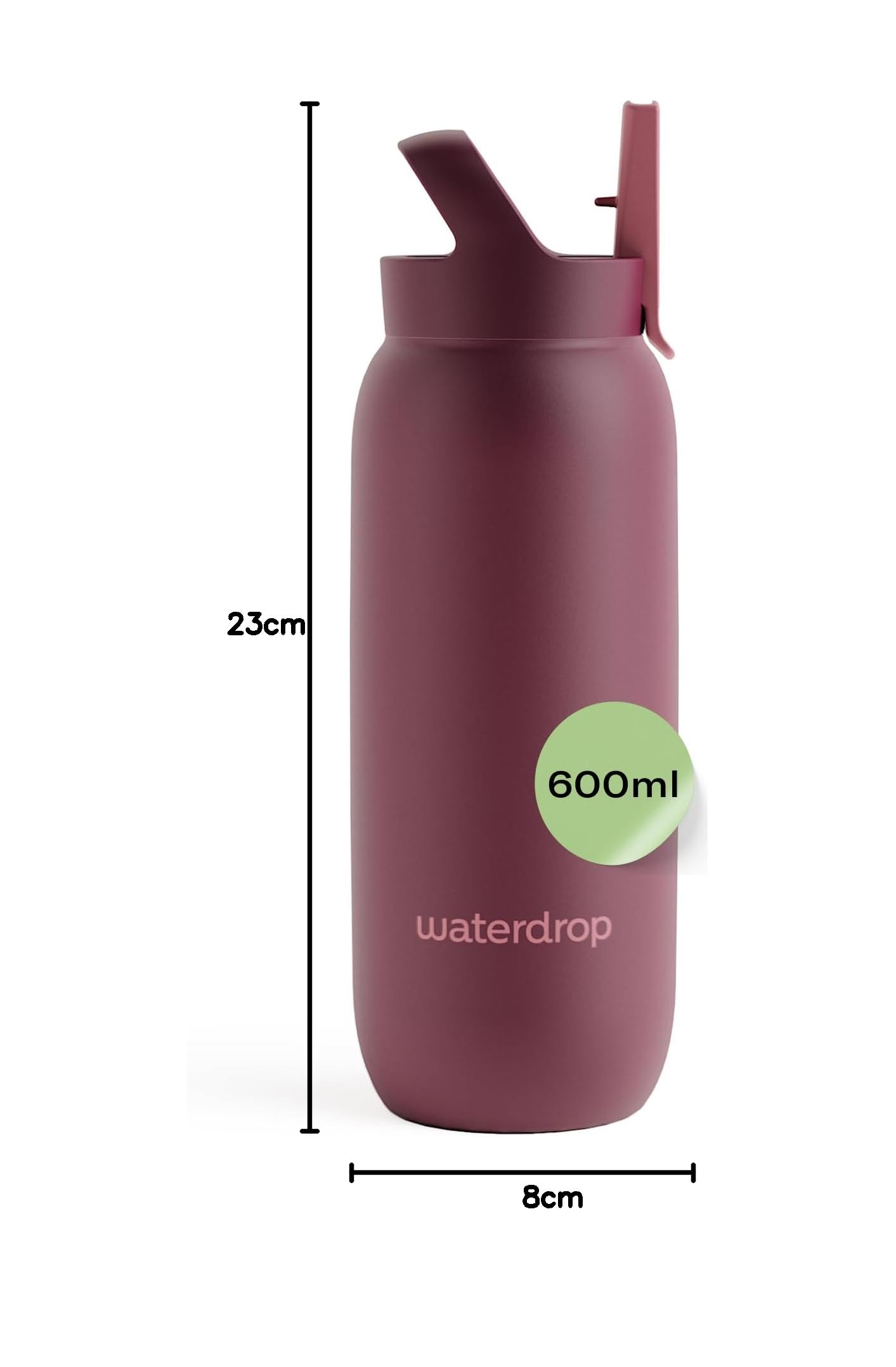 waterdrop® Borraccia con Cannuccia 600 ml, Borraccia Termica, Acciaio inox senza BPA, Borraccia Bambini, Palestra, Adulti, Bottiglia Termica per Bevande Calde e Fredde