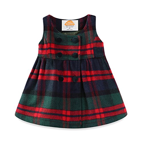 Mud Kingdom Toddler Girl Dresses Green Plaid Winter Wool 2T Loose Fit