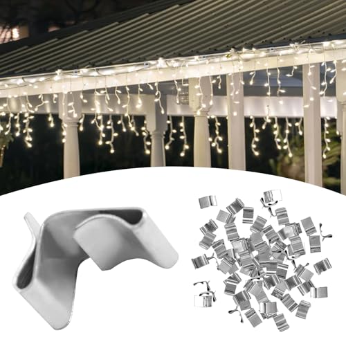 MOROBOR 60PCS Gutter Hooks - Small Galvanized Clips for Hanging Outdoor Lights Christmas Lights, Roof Hooks for Festival Decoration