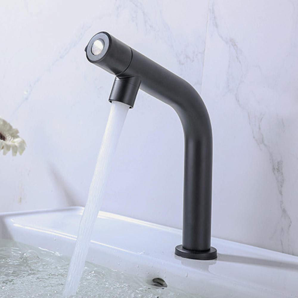 Linyuan SUS304 Stainless Steel Matte Black Single Cold Basin Faucet Single Cold Mixer Crane Kitchen Mixer