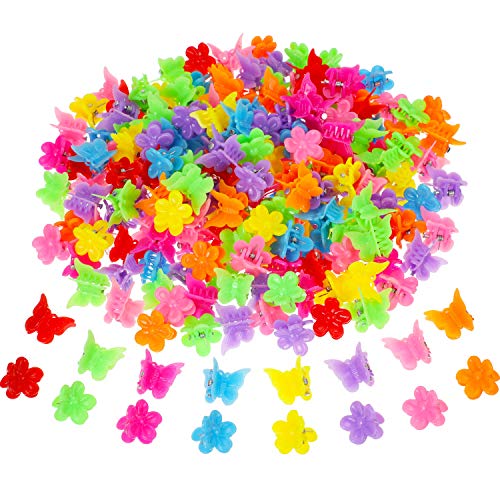200 Pieces Mini Butterfly Hair Clip Assorted Hair Clip Claw Colored Flower Hair Claw Accessory for Women and Girls, 8 Colors (Style Set 2)
