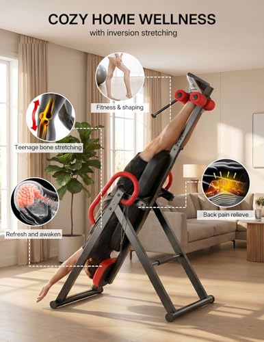 Image of YOLEO Gravity Inversion Table for Back Pain Relief 2026 New Inversion Table w /Lumbar Support Easy to Assemble Back Stretcher Machine 300 lbs