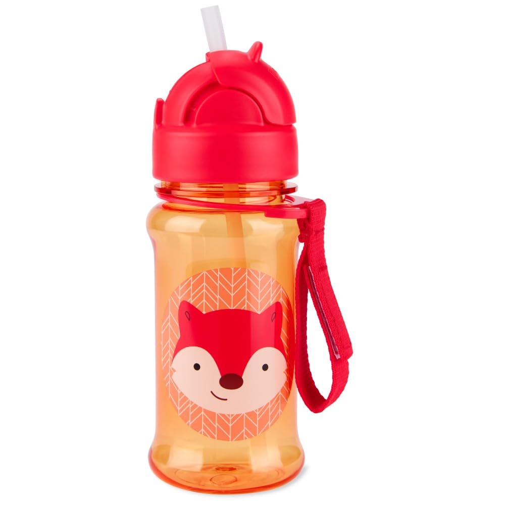 Skip Hop Zoo Straw Bottle with Tritan Renew, BPA-Free & PVC-Free Sippy Bottle for Kids, 355 mL Sipper - Fox-image-13