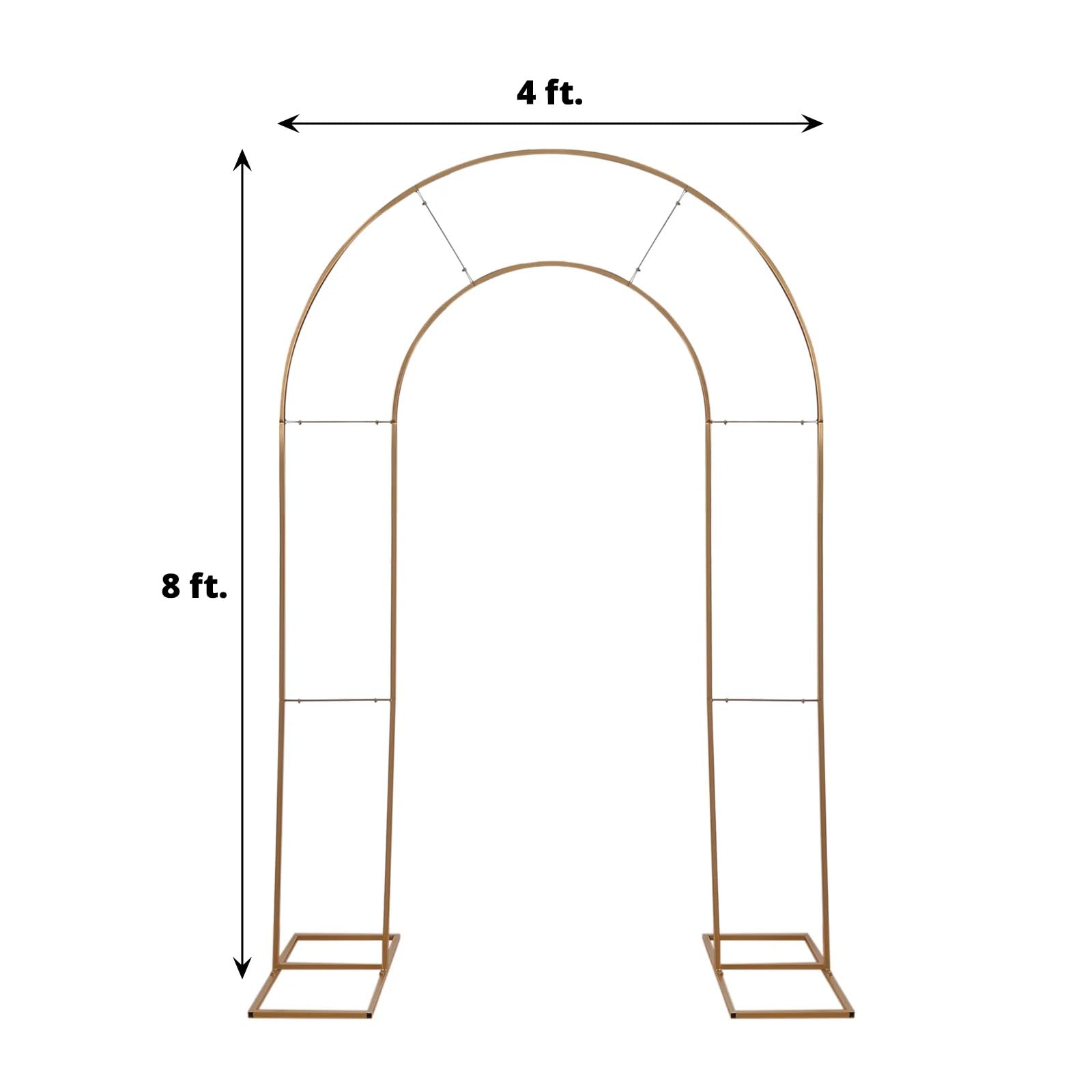 Balsa Circle Gold 8 feet Metal Floral Display Frame Round Top Double Arch Backdrop Stand Party Events Reception Decorations Supplies