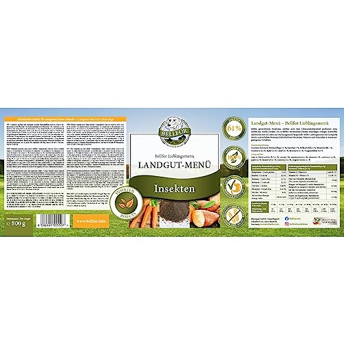 Bellfor Landgut-Menü Hochwertiges Getreidefreies Hypoallergenes Nass-Hundefutter mit Insekten, 6 x 800 g - Diätfutter mit hoher Verdaulichkeit ohne tierische Nebenerzeugnisse