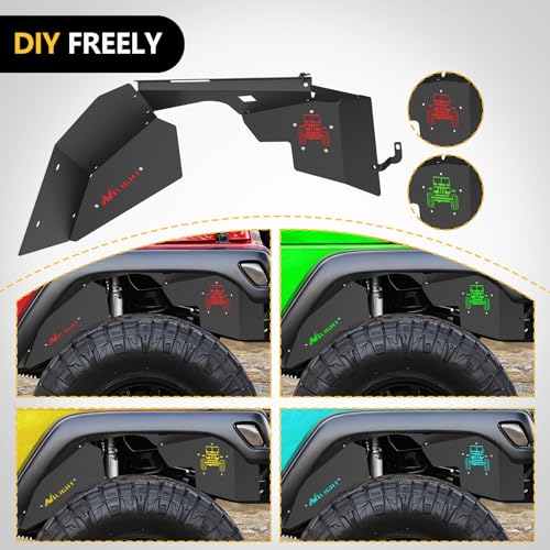 Image of Nilight TJ Front Inner Fender Liners Fit for 1997 1998 1999 2000 2001 2002 2003 2004 2005 2006 Jeep Wrangler TJ & LJ 2PCS Offroad Powder Coated Steel Splash Mud Guard Wheel Well Liner Covers
