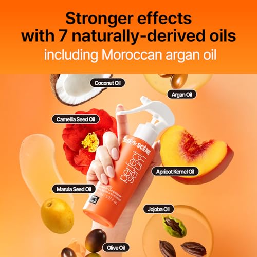Image of Mise En Scene Hair Mist by Perfect Serum | Non greasy No-Wash Treatment for detangle | Golden Moroccan Argan Oil | Nourishing, Shine | Non Aerosol | Korean Hair Care, Hair Gloss (5.07 Fl. Oz. /150ml)
