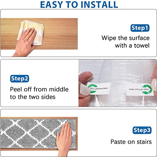Non Slip Carpet Stair Treads - For Wooden Steps With Double Adhesive Tape Set Of 15, Grip Tape Anti Slip Tape For Stairs, Indoor Stair Carpet Covers Runner Rugs Mats, 8"X30" #TOP3
