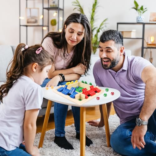 MplehDa Holz Brettspiel, 4-Spieler Shut The Box Spiel Würfelspiel Holz Mathematik Traditional Pub Board Würfelspiel Reisen 4 Spieler Great Family Brettspiele Urlaub unterhaltsames Spiel – Bild 3