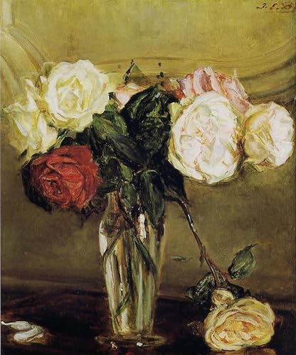 Toile Vase de Roses Jacques Emile Blanche 60x90cm pour décoration salon