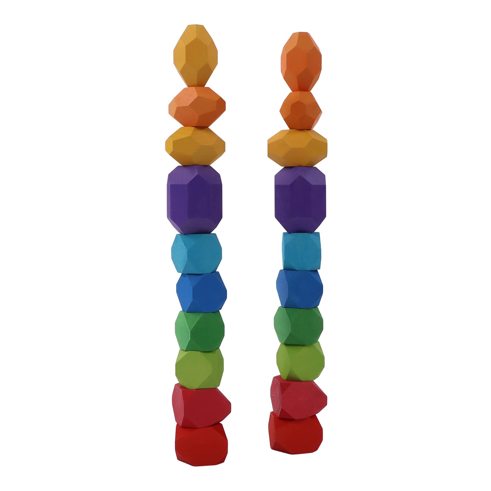 Juego de Bloques Apilables de Piedra de Madera de Colores para el Desarrollo Mental de los Niños 20 Piezas